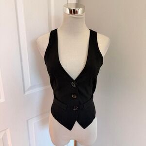 Y2K BLACK WRAPPER BUTTON UP VEST